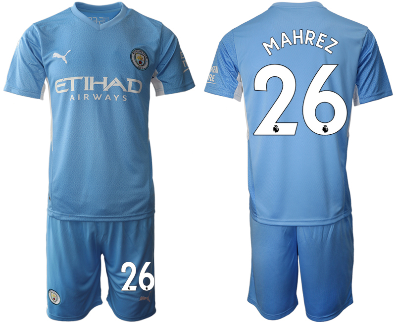 Men 2021-2022 Club Manchester City home Light blue #26 Soccer Jersey->manchester city jersey->Soccer Club Jersey